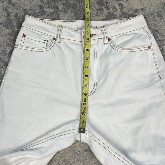 BDG High Rise Mom Jeans Ivory White Contrast Tan Stitch Urban Outfitters Sz 26 - Picture 8 of 14